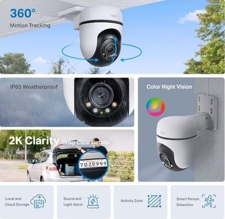 Diğer 57858324449350199283959 C510W, 2K Dış Mekan Wi-Fi Güvenlik Kamerası, Hareket Tespit/takibi, 360 , Ip65 Su Geçirmez, Renkli Gece Görüşü, Çift Yönlü Ses, Bulut/yerel Depolama, Sesli Ve Işıklı Alarm Açık Gri