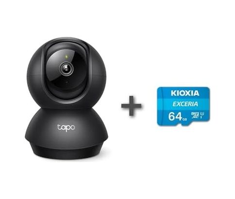 Diğer 57858324449351199283959 C211 2K 3Mp Yatay Ve Dikey Ev Güvenliği Wi-Fi Kamerası, Gece Görüşü, Ip66 Su Geçirmez, Siyah Renk + 64Gb Kioxia Microsd Bellek Açık Gri