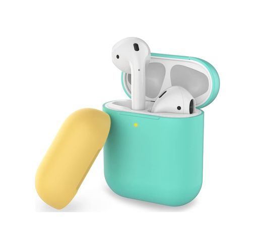 Diğer 57858324449410399283959 Airpods 1 2 Nesil Uyumlu Silikon Kılıf Mat Yumuşak Doku, Darbe Emici, Kaymaz Yüzey, Kablosuz Şarj Destekli, Yedek Üst Kapak Li Koruyucu Kılıf Yeşil Sarı Addison