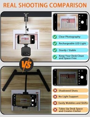 Diğer 57858324450129199283959 Üstten Çekim Masa Telefon Tutucu Katlanabilir Ve 360 Döner Ayarlanabilir Stand, Video Çekimi Ve Canlı Yayın İçin Sabit Kelepçeli Braketi, + Ay-49 Led Işık Cz45 Acı Kahverengi