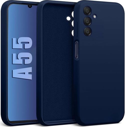 Diğer 57858324450390799283959 Galaxy A55 İle Uyumlu Kadife İç Yüzeyli Kamera Korumalı Şok Emici Silikon Kılıf Lacivert Addison