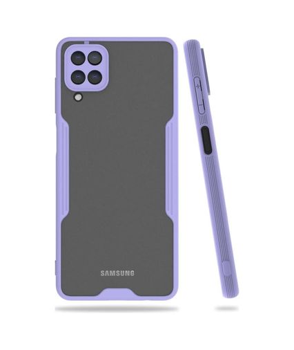 Diğer 57858324450570799283959 Galaxy A22 Uyumlu Kılıf Mat Kamera Korumalı Silikon Platin - Lila Addison