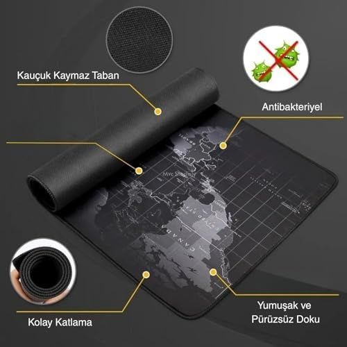 Diğer 57858324451218199283959 Mouse Pad 30X60 Cm Kaymaz Kauçuk Tabanlı Dünya Haritası Gaming Büyük Boy Klavye Ve Mouse Altlığı Ergonomik Oyun Mouse Pad 3Mm Kalınlık 001