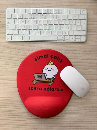 Diğer 57858324451274799283959 Şimdi Çalış Sonra Ağlarsın Baskılı Bilek Destekli Oval Mouse Pad Kırmızı 001