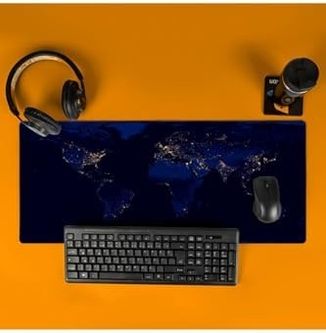 Diğer 57858324451435199283959 Gece Dünya Haritası Baskılı 70X30 Büyük Boy Mousepad - Mouse Pad - Fare Altlığı 001