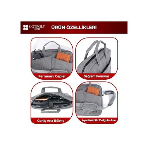 Diğer 57858324451487699283959 Cotpoly Laptop Çantası, Su Geçirmez Darbe Korumalı Laptop Çantası 15.6 17.3 İnç Uyumlu, Omuz Askılı Bilgisayar Evrak Çantası Açık Mavi