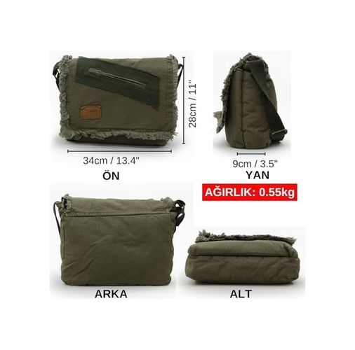 Diğer 57858324451533399283959 Old Cargo 7136 Günlük Omuz Postacı Kanvas Okul 14 İnch Laptop Çantası 4296