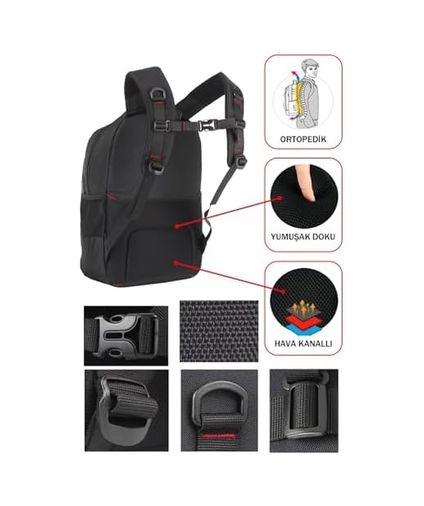 Diğer 57858324451641899283959 Dada 01 Laptop Dizüstü Bilgisayar Çantası 14"-15,6" İnç Ortaokul Lise Üniversite Okul Çantası Gündelik Kadın Erkek Sırt Çantası Usb Type-C Aparat Darbe Emici Koruma Su Geçirmez Kumaş 4296
