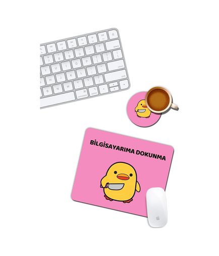 Diğer 57858324451651399283959 Ördek Bilgisayarıma Dokunma Mouse Pad Ve Bardak Altlığı Set 001