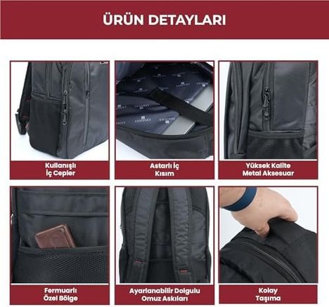 Diğer 57858324451730899283959 15.6 İnç Laptop Sırt Çantası, 7 Bölmeli Su Geçirmez Darbe Korumalı Notebook Ve Bilgisayar Taşıma Çantası 4296