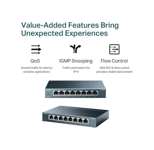 Diğer 57858324451794199283959 Tl-Sg108 V3 8 Portlu Gigabit Ağ Anahtarı 8 Port Siyah Tl-Sg108 Açık Gri