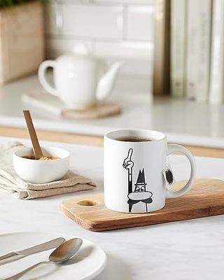 Diğer 57858324451915499283959 - Kupa - Mug - 250Ml - İkonik Bıyıklı Adam Desenli - Porselen Açık Altın