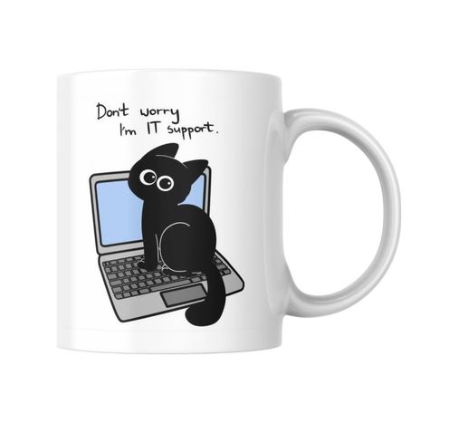 Diğer 57858324451921699283959 Kedi Baskılı Komik Kupa Bardak It Support Hediyelik Çay Kahve Kupası Coffee Mug Açık Altın
