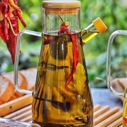 Diğer 57858324451925499283959 Ölçekli Cam Yağdanlık, Paslanmaz Çelik, Gümüş Ve Siyah, Silindirik, Modern Tasarım, Bambu Kapaklı, 900Ml Kapasiteli, Sızdırmaz Özellikli, Mutfak İçin 1 0