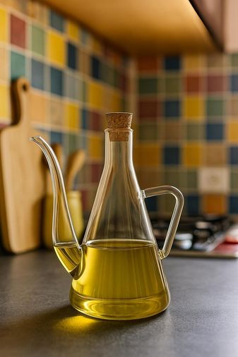 Diğer 57858324451945199283959 Cam Yağdanlık 500 Ml Dayanıklı Borosilikat Zeytinyağı Ve Sirkelik 1 Adet 0