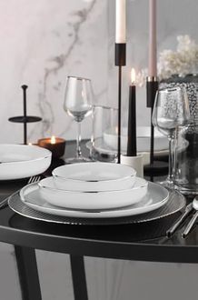 Diğer 57858324452003299283959 Porselen 18 Parça 6 Kişilik Yemek Takımı Platin Açık
