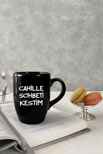 Diğer 57858324452039599283959 Cahille Sohbeti Kestim Siyah Kupa Bardak Kahve Kupası Kupa Bardak Açık Altın