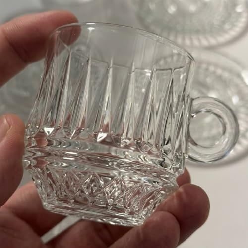 Diğer 57858324452103899283959 6 Lı Cam Kahve Fincanı Seti Şeffaf Çizgili Tasarım Tabaklı Espresso Türk Kahvesi Sunum Fincan Takımı 6 Cm Açık Gri