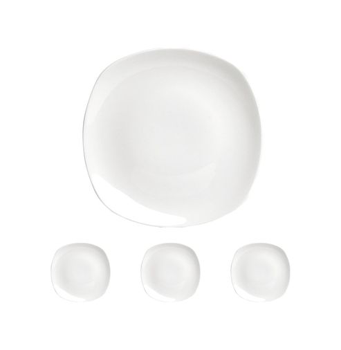 Diğer 57858324452123599283959 04A+P014855 Square Yemek Tabağı, Porselen 4Lü Paket Açık