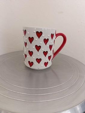 Diğer 57858324452147899283959 El Yapımı Kalp Desenli 300Ml Kupa Seramik Bardak Hand Made Açık Altın