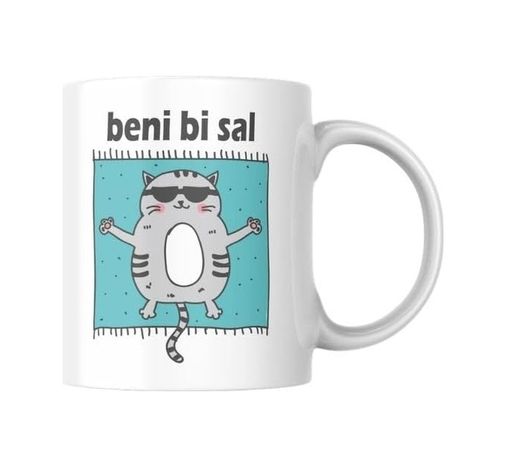 Diğer 57858324452148299283959 Beni Bi Sal Baskılı Kupa Bardak Hediyelik Çay Kahve Kupası Açık Altın