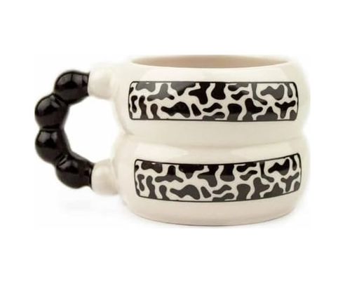 Diğer 57858324452180699283959 Leopar Desen Baskılı El Yapımı Krem Parlak Harmoni Kupa - El İşçiliği Hediyelik Kupa Bardak Açık Altın