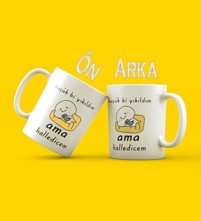 Diğer 57858324452211199283959 Küçük Bi Yıkıldım Tasarımlı Kupa Bardak Açık Altın