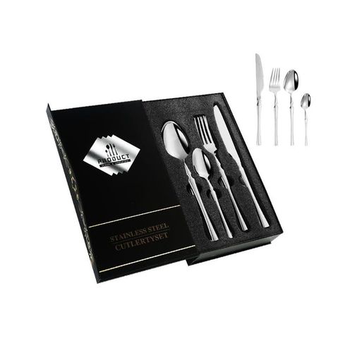 Diğer 57858324452265499283959 Çelik 24 Parça 6 Kişilik Gri Yemek Kaşık Çatal Bıçak Set Cin738By Açık Ahşap