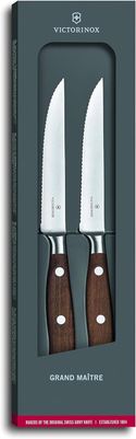 Diğer 57858324452319799283959 2 7.7240.2W Büyük Maitre Tırtıklı Steak Bıçak Seti Siyah Seti Açık Ahşap