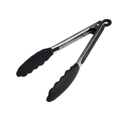 Diğer 57858324452550299283959 Silikon Uçlu Metal Maşa, 23 Cm, Siyah, Bpa, Yanmaz Yapışmaz Kaplama, Ergonomik Tasarım, Mutfak Ve Mangal İçin Abanoz