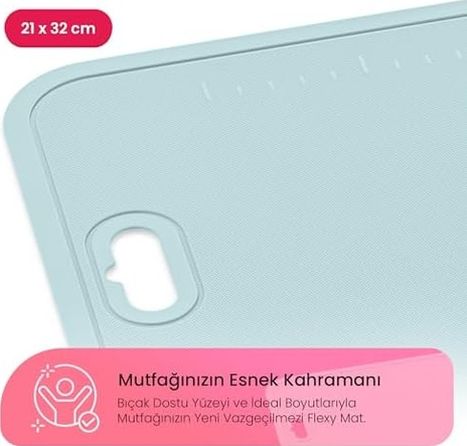 Diğer 57858324452754499283959 Life Flexy Esnek Kesim Matı Bükülebilir, Bıçak Dostu Pratik Doğrama Panosu Ve Mutfak Altlığı Sis Grisi 25 X 35