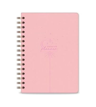 Diğer 57858324452808199283959 A5 Spiralli Süresiz Planlayıcı Ajanda - Pembe Açık Gri