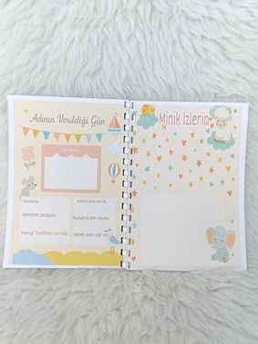 Diğer 57858324452809999283959 Anne Bebek Günlüğü Bebek Anı Defteri Açık Gri