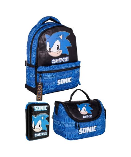 Diğer 57858324452908799283959 Sonic Temalı Lisanslı Premium 3'lü Okul Seti Sırt Çantası-Beslenme Çantası-Kalemlik