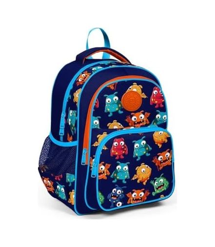 Diğer 57858324452969399283959 Kids Lacivert Canavar Desenli Üç Bölmeli Okul Sırt Çantası 23410 124-Pembe