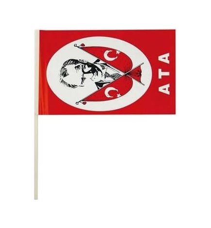 Diğer 57858324453024099283959 - Çubuklu Çıtalı Atatürk Baskılı Bayrak 2 Adet Abanoz