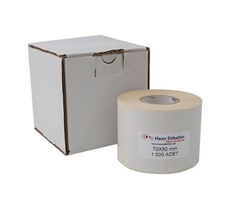 Diğer 57858324453142199283959 Kuşe Etiket 70Mm X 50Mm Ruloda 1000 Adet 40Mm Çapında Baskısız Barkod Yazıcı Etiketi 1