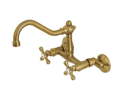 Diğer 57858324453685799283959 Ks3227Ax 6 "ayarlanabilir Merkezi Duvara Monte Mutfak Musluk, Fırçalanmış Pirinç Açık Beyaz