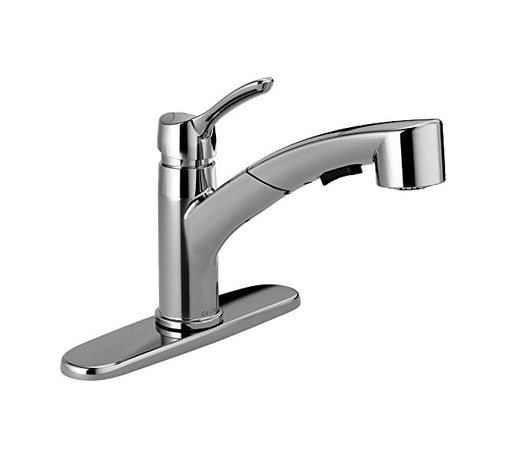 Diğer 57858324453687199283959 Delta Faucet 4140-Tp-Dst Collins Tek Saplı Trakt-Paket Çekmeli Mutfak Bataryası, Krom Açık Beyaz