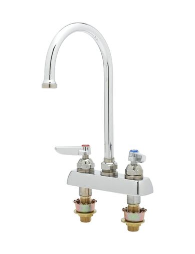 Diğer 57858324453690799283959 T&s B-1141-Xs Güverte Montajlı Çalışma Tahtası Musluğu, 10 Cm Merkezli, Döner Kaz Boyunluğu, Kol Kolları Ve 5 Cm Şaft Açık Beyaz