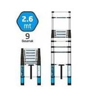 Diğer 57858324453862799283959 Yapı Alüminyum Teleskopik Merdiven 260 Cm 9 Basamak 100 Cm'ye Kadar