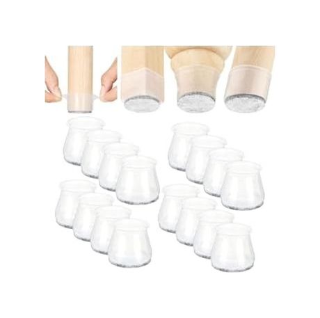 Diğer 57858324453942199283959 12 Adet 3Cm-3,5Cm Yarı Saydam Silikon Keçeli Susturucu Pabucu, Açık Gri