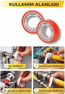 Diğer 57858324453951499283959 Rayno Ptfe Teflon Bant 10 Adet 8Mm X 12M Su Ve Gaz Tesisatı İçin Sızdırmazlık Bandı Yüksek Dayanım 10 Adet Açık Gri