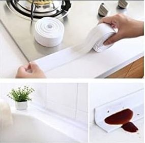 Diğer 57858324454159799283959 Hypercep Su Sızdırmaz Bant Mutfak Pencere Lavabo Duvar Bandı 3.2 M Açık Gri