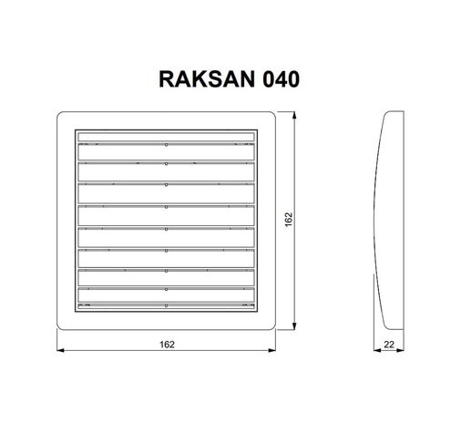 Diğer 57858324454236399283959 Raksan 040 Smart Düz Panjur Plastik 162X162X22 Mm Boğlantı Çapsız Açık