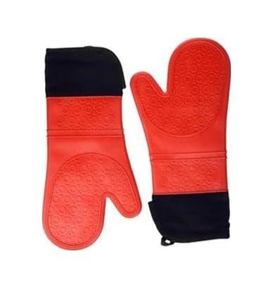 Diğer 57858324454458799283959 Kırmızı Silikon Yanmaz Yapışmaz Isı Yalıtımlı Mutfak Fırın Eldiveni Tencere Sahan Tutacak 35 Cm Açık Gri