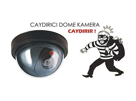 Diğer 57858324454476599283959 Lr-Sk04 Hareket Sensörlü Pilli Caydırıcı Dome Kamera, Harekete Duyarlı Çalışan Sahte Güvenlik Kamerası Açık Gri