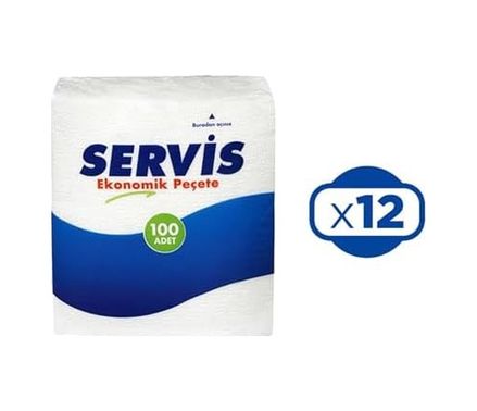 Diğer 57858324454816299283959 Servis Ekonomik Peçete, 100'lü Paket, 12 Adet -