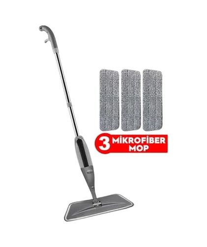 Diğer 57858324499999283959 Cony Cony Sprey Mop Gri 3 Mikrofiber Moplu Temizlik Seti Açık Gri
