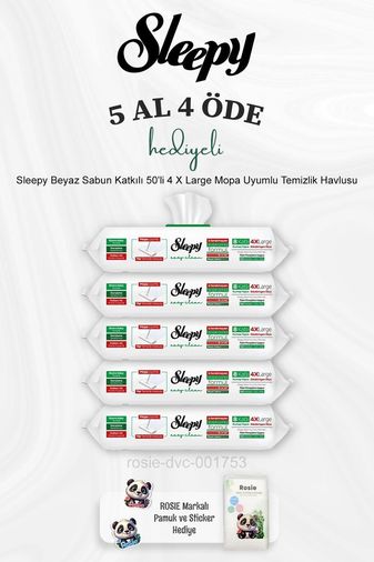 Diğer 57858324624899283959 Beyaz Sabun Katkılı 50'li 4 X Large Mopa Uyumlu Temizlik Havlusu 5 Al 4 Öde Ve Rosie Pamuk Açık Gri
